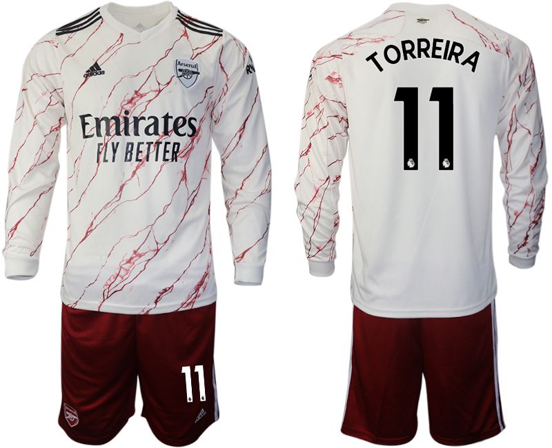 Men 2020-2021 club Arsenal away long sleeve #11 white Soccer Jerseys